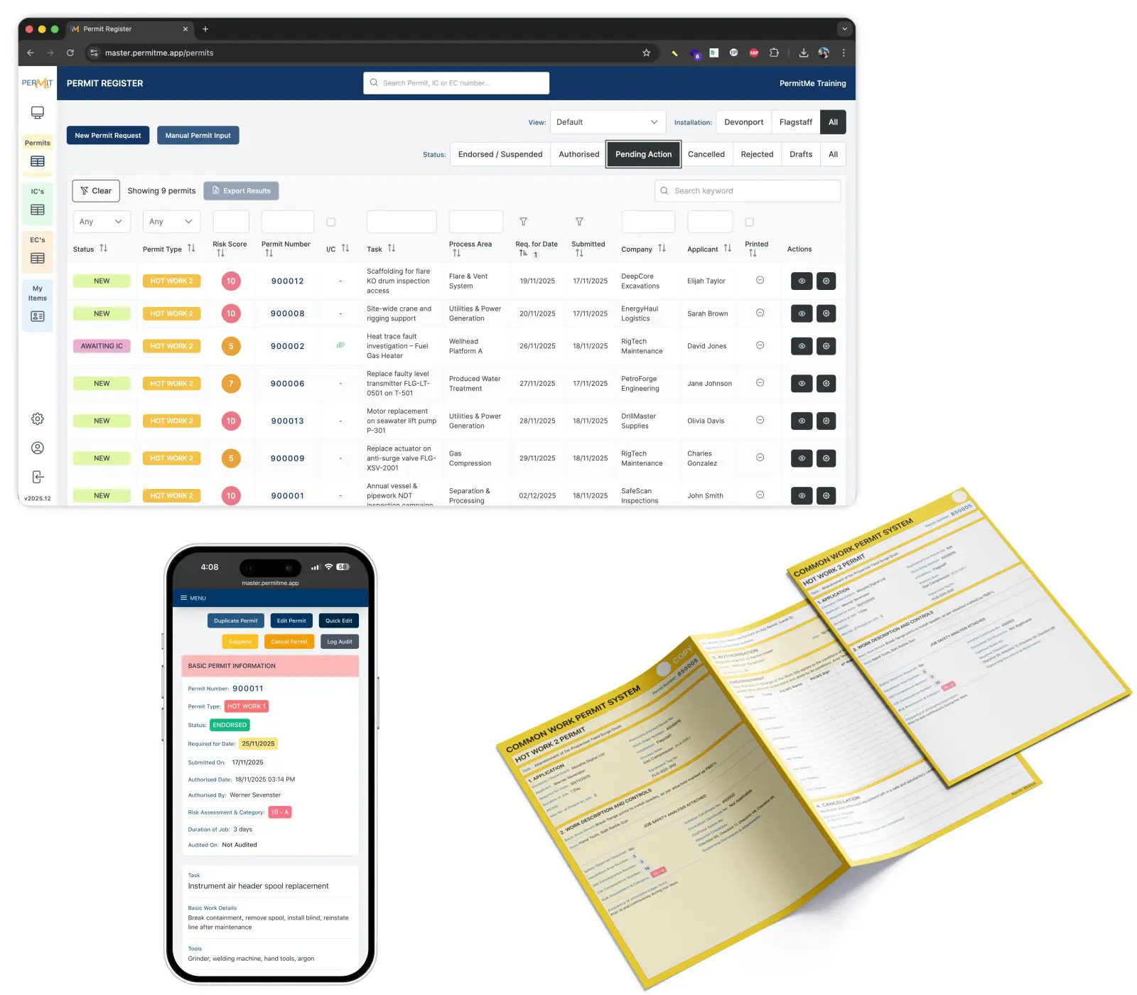 Permit to work management views